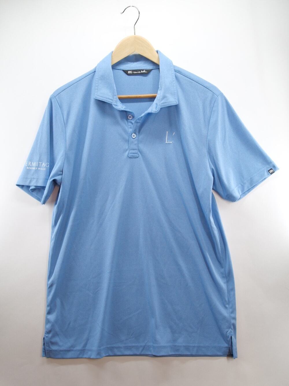 Travis Mathew Polo Shirt Men M Blue Solid Short Sleeve Golf